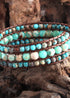 Pulsera Boho, Pulsera de Cuero de Tres Capas RH, Piedras Naturales Verdes, Marrones y Azul Marino